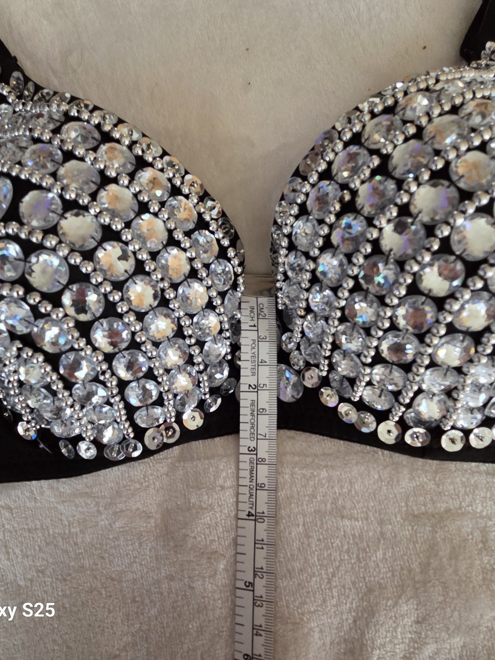 Embellished Black Rhinestone Bra - Women's Intimates.Exquisite Hand-Beaded Cryst